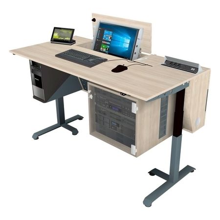 Moderner Computerarbeitsplatz mit integrierter CPU, Monitor und Tastatur
