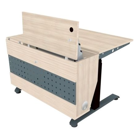 Moderner, ausziehbarer Computertisch mit eingebautem Monitor und Tablet