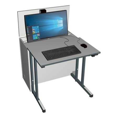 Moderner Computertisch mit integriertem Monitor und Tastatur