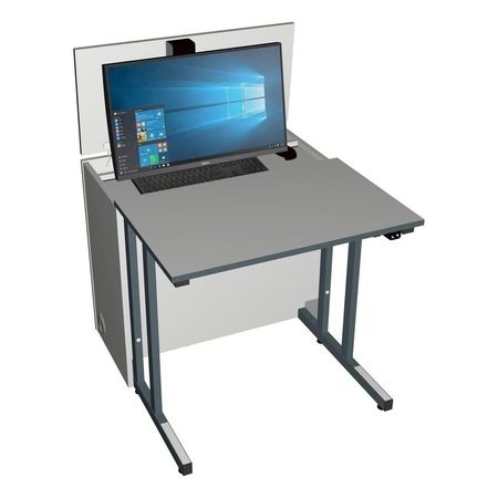 Moderner Computertisch mit integriertem Monitor und Tastatur