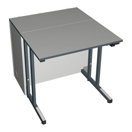Grauer Schreibtisch mit Metallgestell