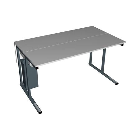 Grauer Schreibtisch mit Metallgestell